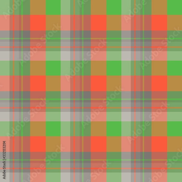 Fototapeta Seamless pattern in exquisite red, green and gray colors for plaid, fabric, textile, clothes, tablecloth and other things. Vector image.