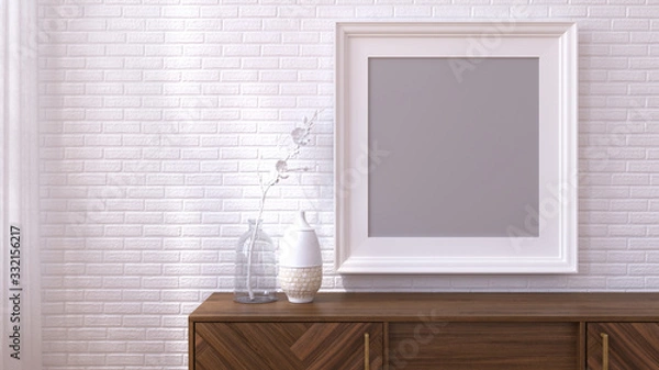 Fototapeta 3d render mock up scandinavian interior 