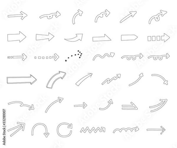 Fototapeta シンプルでおしゃれな矢印／ベクター／イラスト／白黒