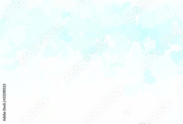 Fototapeta Light Green vector background with hearts.