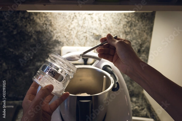 Obraz Hands making bread doe. A POV shot