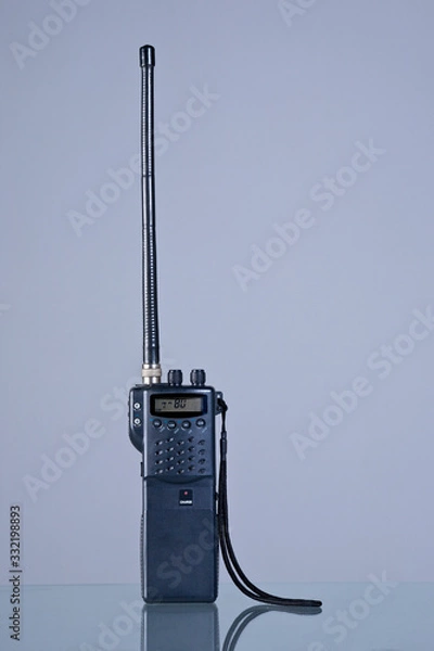 Obraz walkie talkie radio 80s retro style studio photo on gray background