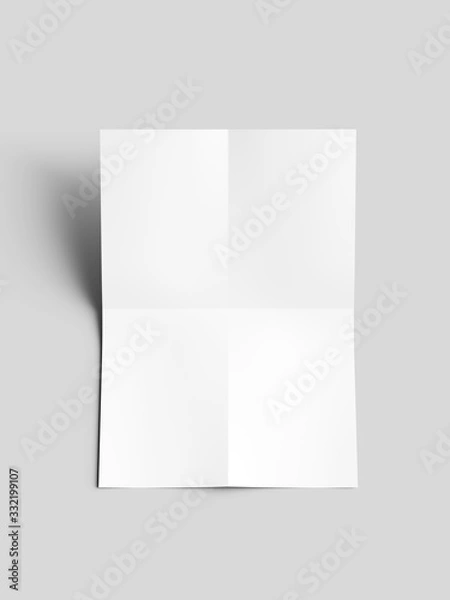 Obraz Sheet of paper folded to four. Letter or poster mockup. 3d illustration