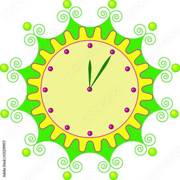 Fototapeta  Illustration. Vector. Fabulous floral clock.