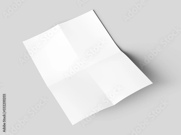 Obraz Sheet of paper folded to four. Letter or poster mockup. 3d illustration