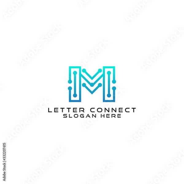 Fototapeta Digital logo letter M Icon logo design element - vector
