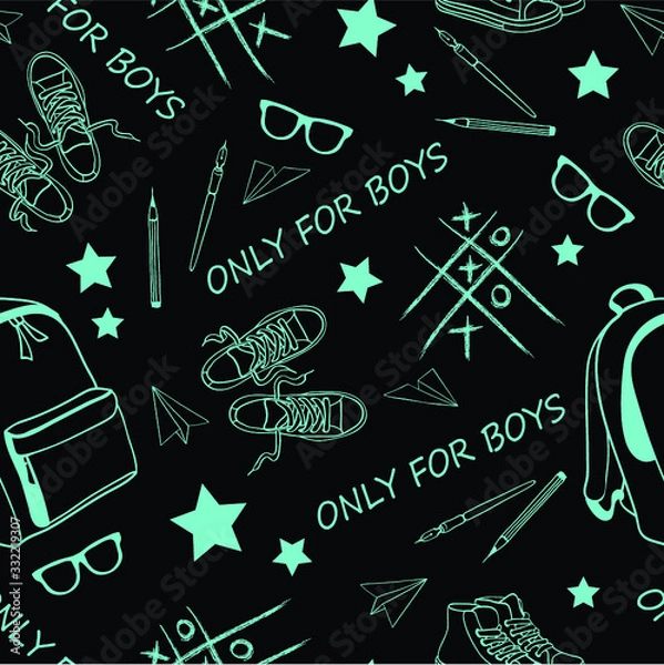 Fototapeta seamless pattern with elements  for boys