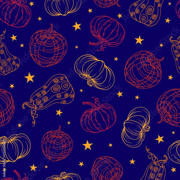Fototapeta seamless pattern with colours pumpkins 