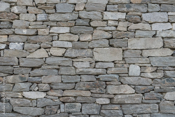 Obraz Stone wall texture background - grey stone siding with different sized stones 