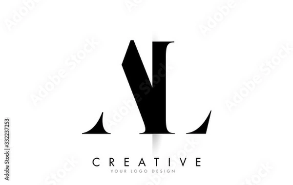 Fototapeta AL A L Letter Logo with Creative Shadow Cut Design.