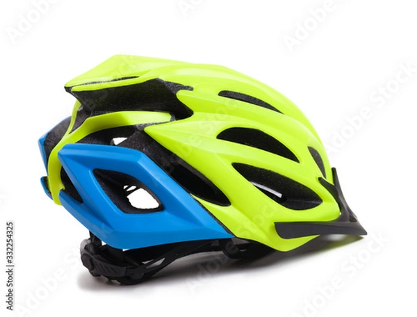 Fototapeta Multicolor bicycle helmet on white background