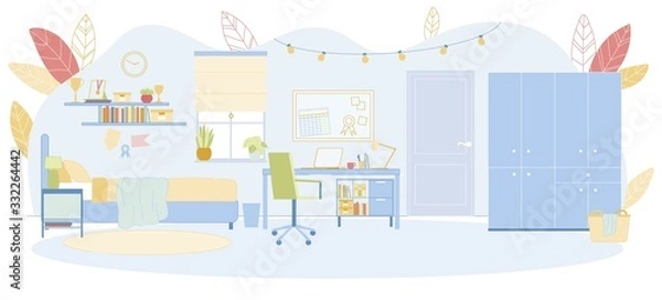 Fototapeta Dormitory Room of University Student Interior