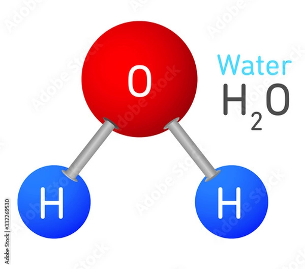 Obraz Water molecule model H2O illustration