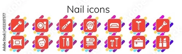 Fototapeta nail icon set