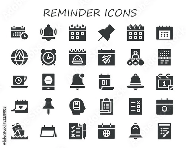 Fototapeta Modern Simple Set of reminder Vector filled Icons