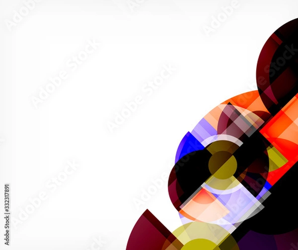 Fototapeta Abstract background, circle and triangle design round shapes overlapping. Geometric trendy template. Vector Illustration For Wallpaper, Banner, Background, Card, Book Illustration, landing page