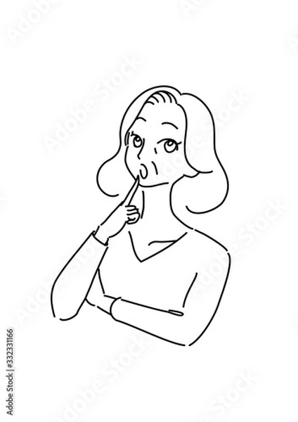 Obraz きれいで清潔感のある中高年女性の線画