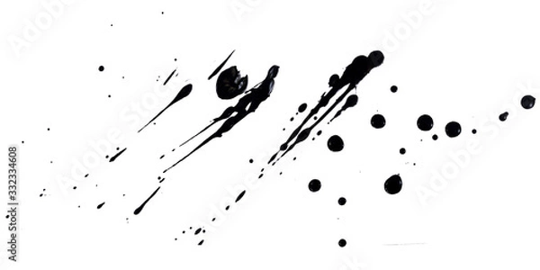 Fototapeta abstract artistic ink black of stain or splash black watercolor paint and liquid Ink splash splatter. grungy black swatches with Rough smears or stains of brush. Brush paint strokes. clipping path. 