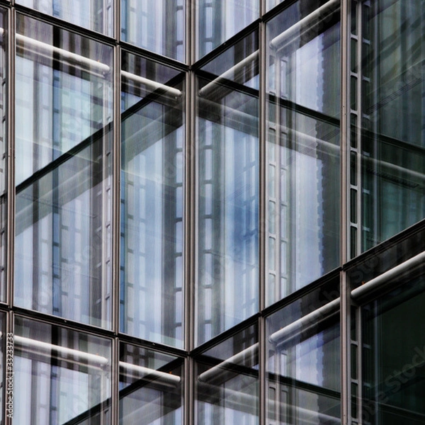 Fototapeta Metal Glass Windows in Tower Block