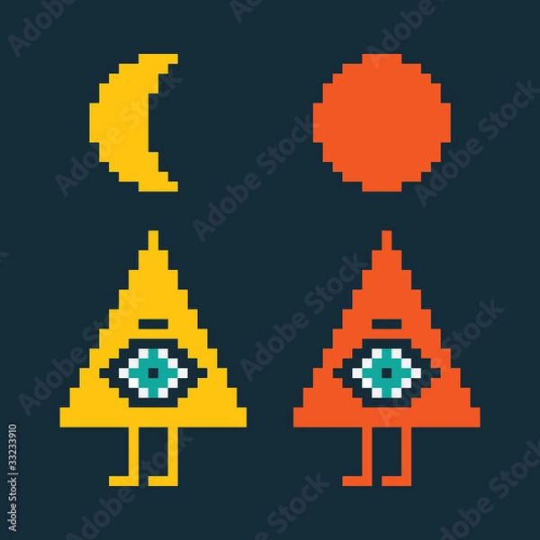 Fototapeta Two pyramids  – all seeing eye – conspiracy theory