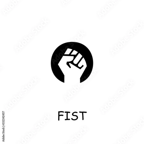 Fototapeta Fist flat vector icon