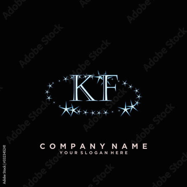 Fototapeta Initial Letter KF Logo With circle Template Vector	
