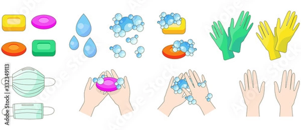 Obraz Hygiene products, soap, mask, gloves