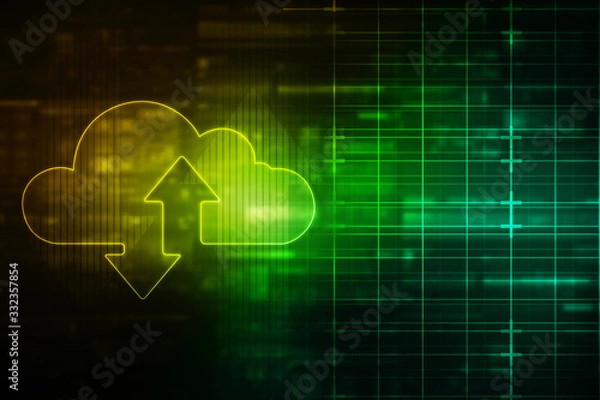 Fototapeta 2d rendering technology Cloud computing 