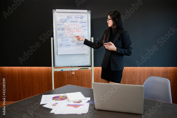 Fototapeta Teacher presentation Chart Big Data.