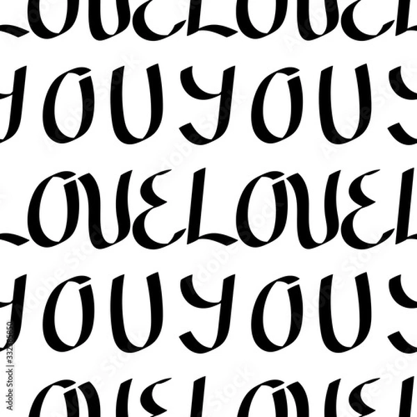 Fototapeta Letters LOVE on a white background. Hand drawn Vector seamless pattern for fabric, paper, covers, and other surfaces