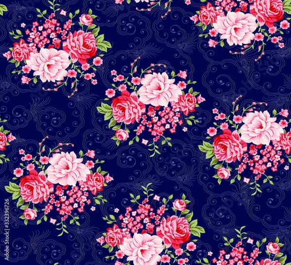 Fototapeta retro seamless pattern with flowers ornament use for fashion and textile as a backround pattern