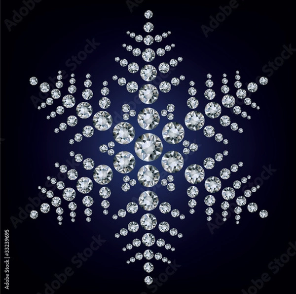 Obraz Snowflake made from diamonds.  illustration
