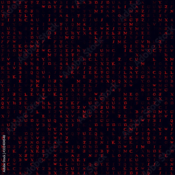 Obraz Abstract Matrix Pattern. Red filled alphabet seamless pattern. Superb background. Superb vector illustration.