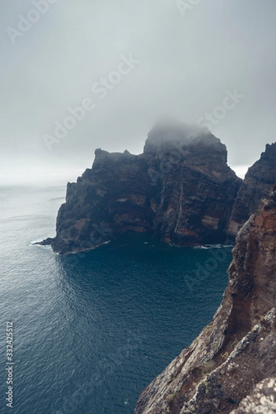 Fototapeta foggy ocean rocks