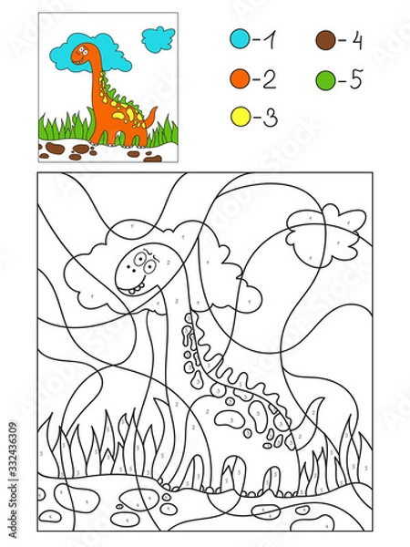 Obraz coloring by numbers, dinosaur. child development