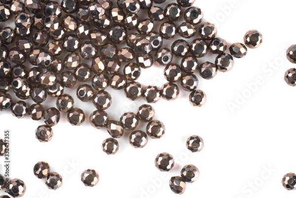 Obraz close up multi colored beads heap isolated on white