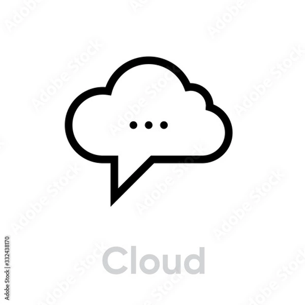 Fototapeta Cloud message social icon. Editable Vector Outline.