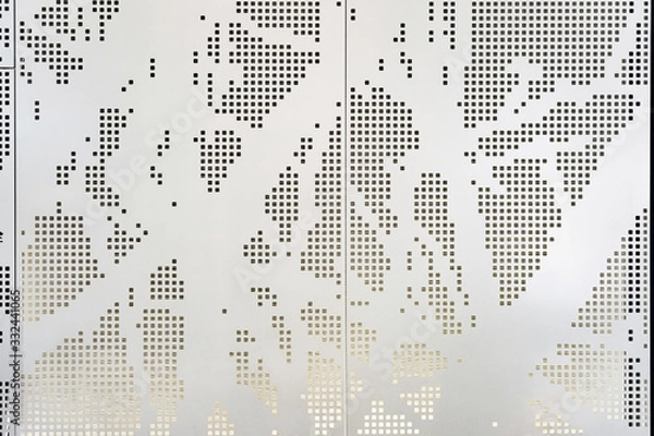 Obraz Architecture Facade Cladding White Perforated Metal Panel.