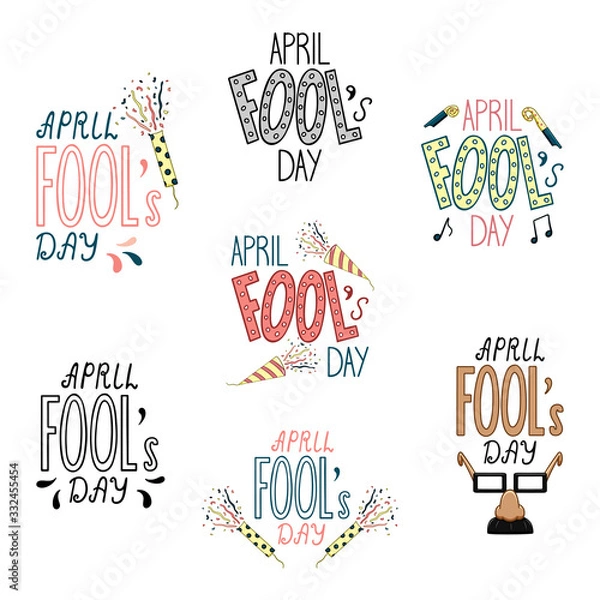 Fototapeta Lettering for April Fool's Day set on white background