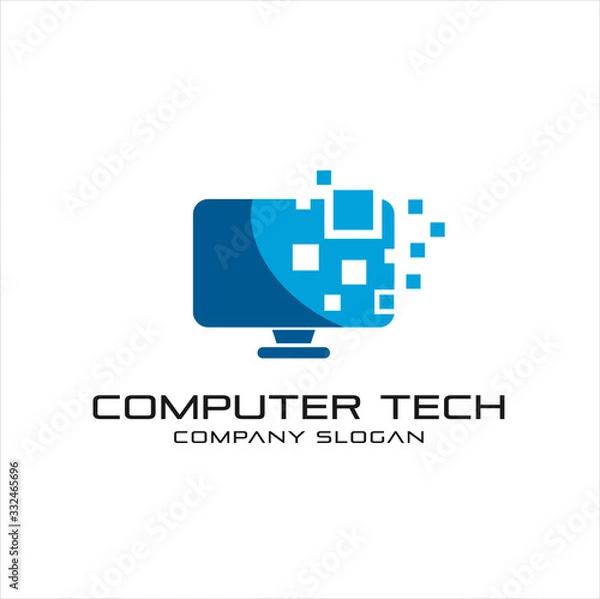 Fototapeta Pixel Computer Technology Logo template designs, computer Service logo template designs, Computer Tech  Idea logo design inspiration.