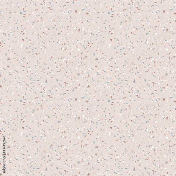 Fototapeta Terrazzo marble flooring seamless pattern. Vector texture of mosaic floor with natural stones, granite, marble, quartz, limestone, glass, concrete. Trendy beige background with colored particles