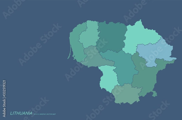 Fototapeta lithuania map. vector map of european country.