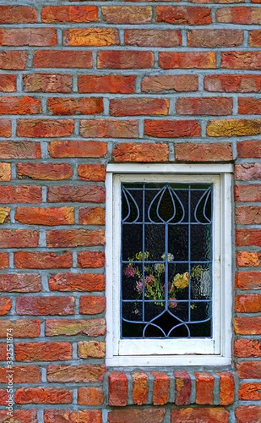Fototapeta Red bricks wall and window