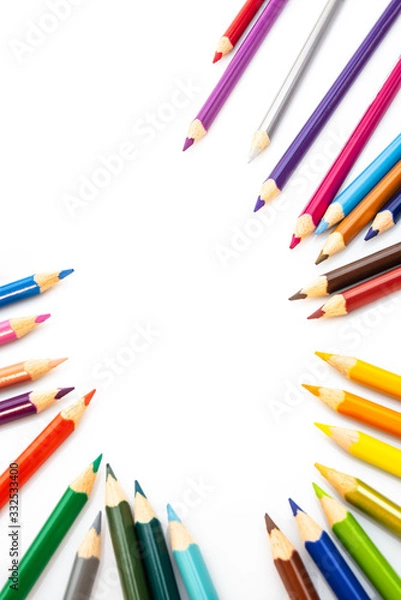 Fototapeta Color pencils isolated on white background, back to shool