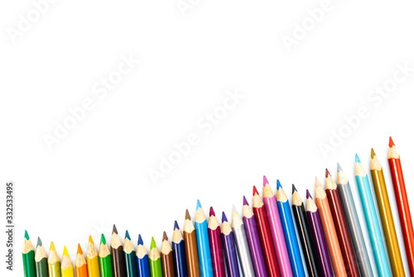 Obraz Color pencils isolated on white background, back to shool