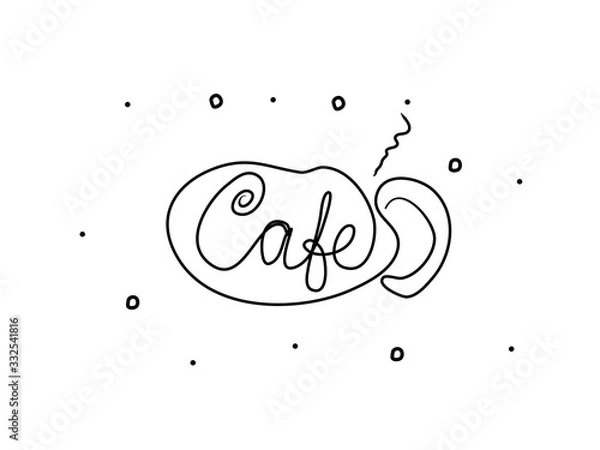 Obraz Café phrase handwritten with a calligraphy brush. Coffee in portuguese. Modern brush calligraphy. Isolated word black