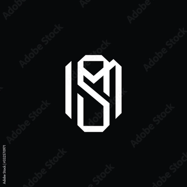 Fototapeta Minimal elegant monogram art logo. Outstanding professional trendy awesome artistic MS SM initial based Alphabet icon logo. Premium Business logo White color on black background