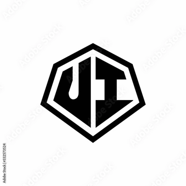 Obraz UI monogram logo with hexagon shape and line rounded style design template