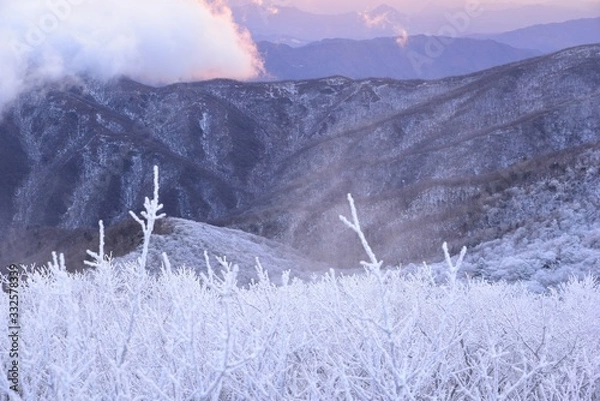 Obraz 눈으로 덮힌 덕유산의 겨울풍경