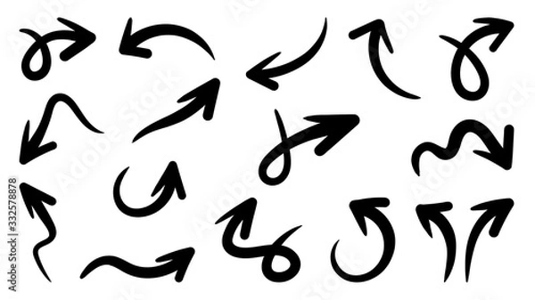Obraz Hand drawn arrow vector icons set. sketch arrow design for business plan and education.